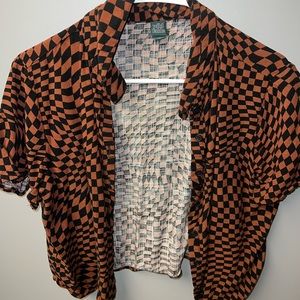 Cropped Checkered Button Shirt